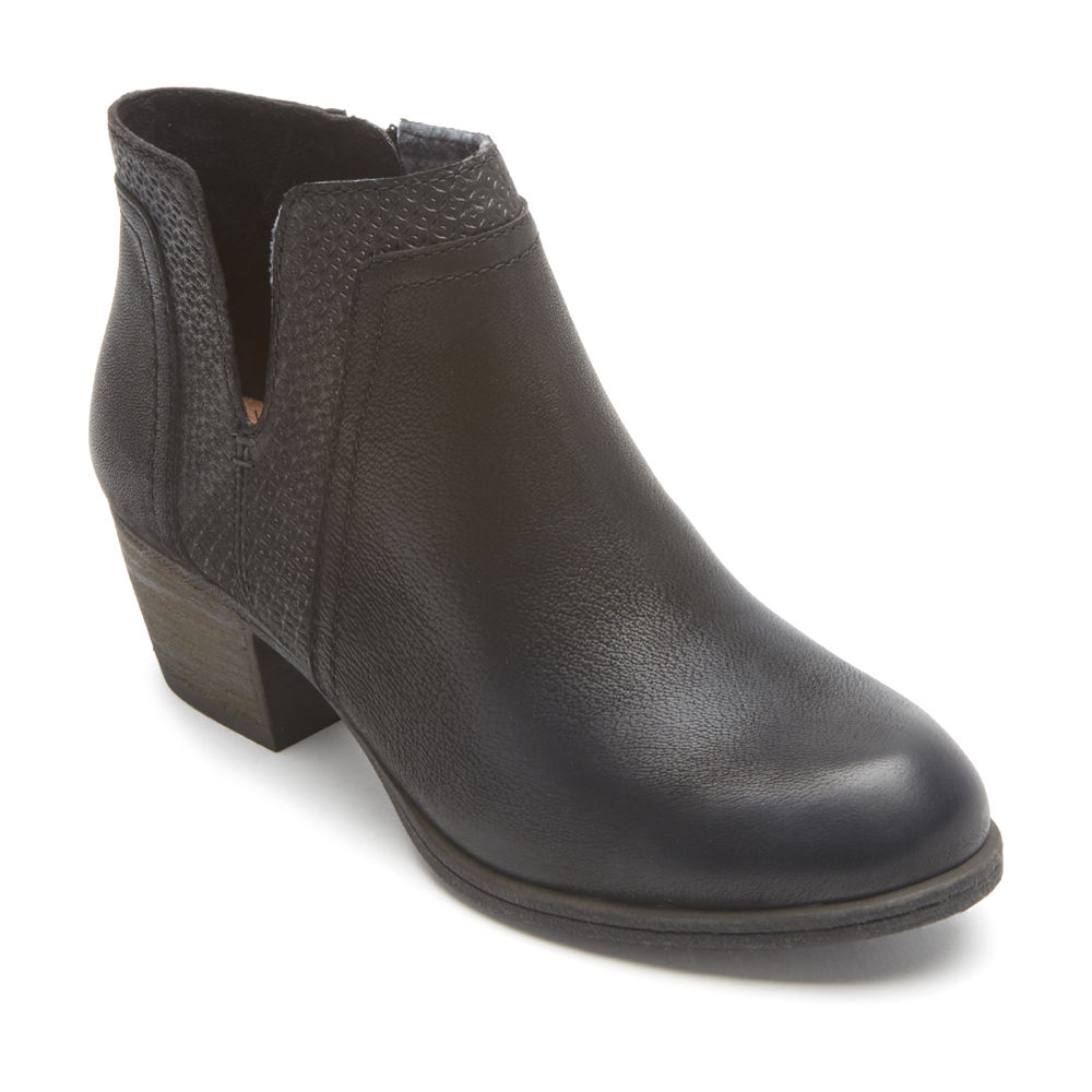 Rockport Womens Cobb Hill Anika V-Cut - Booties Black - NZC692745